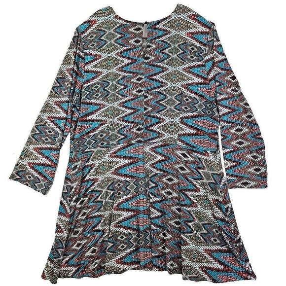 MISA Los Angeles ~Woman Plus Size 3X~ Multicolor Zigzag Print Dress Unlined L.S. - Picture 3 of 9